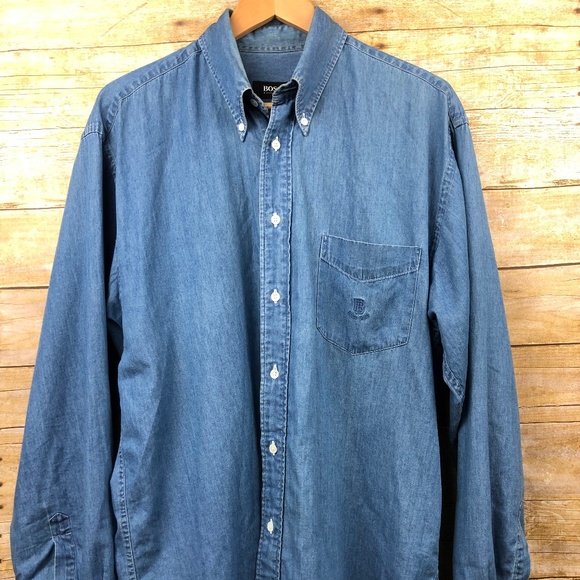 hugo boss mens denim shirt